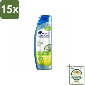 15 x Head & Shoulders - Anti-Roos Shampoo - Pure Intense - Oil Control - 250 ml - Grootverpakking - Anti-roos Shampoo - Vet Haar Shampoo - Oliecontrole Shampoo - Schuppenvrij Haar - Schone Hoofdhuid