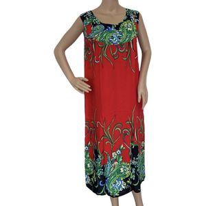 Dames mouwloze jurk - nachthemd met bloemenprint onesize 36-40 rood