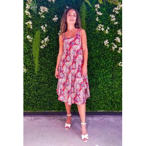 Lange dames jurk Ariane paisleymotief oranje wit antraciet blauw grijs abrikoos strandjurk maat 36-44