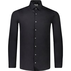 Calvin Klein slim fit overhemd - popeline - zwart - Strijkvriendelijk - Boordmaat: 42