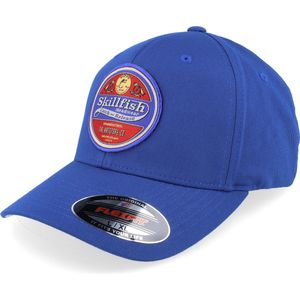 Hatstore- Retro Fishing Logo Wooly Combed Royal Flexfit - Skillfish Cap