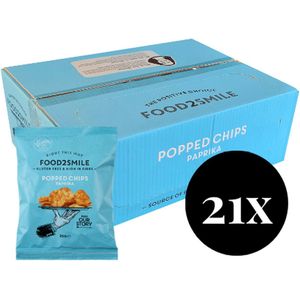 Popped Chips Paprika 21x25 - Food2Smile - Voordeelverpakking - Glutenvrije producten - Vegan paprika chips - Proteine chips