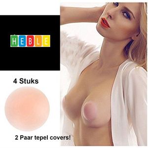 Heble® - 2 Paar Tepelcover: Zelfklevend Siliconen, Herbruikbaar, Roze, 4 stuks