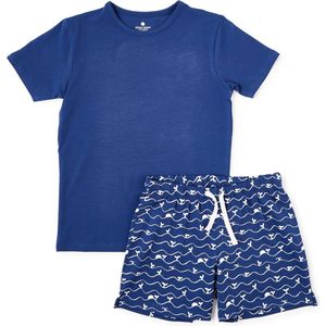 Little Label - zomer pyjama jongens - blauw walvis - bio katoen - 2Y/92