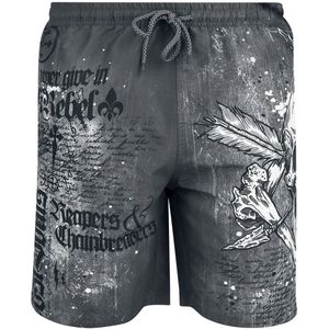 Rock Rebel by EMP donkergrijze zwembroek met mesh-slip en grote print Mannen - L