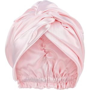 Cap voor nighthair - Curly roze satijnen haarband met vlechten voor vrouwen - Zacht en delicaat voor een goede nachtrust - Houdt hoofd ademend en droog - Turban voor nighthair