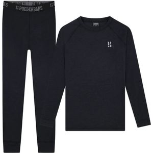 Poederbaas Thermoset Merinowol Dames - Thermoshirt + Thermolegging - Zwart - Maat XL