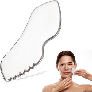 Roestvrij stalen Gua Sha-steen set voor huidverzorging - geschikt voor vrouwen en mannen - zilver