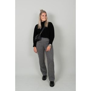 Floor pantalon | Broek dames | Hoge fit | Printje in stof | Rechtvallende broekspijpen | Casual | Party | Kleur Grijs | Maat M