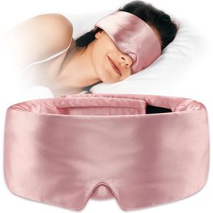 Slaapmasker 3D-neuspads ademend en comfortabel oogmasker met brede hoofdband verstelbare klittenbandsluiting voor heren en dames - roze
