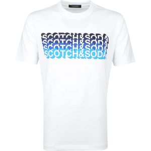 Scotch and Soda - T-Shirt Logo Artwork Wit - Heren - Maat XL - Modern-fit