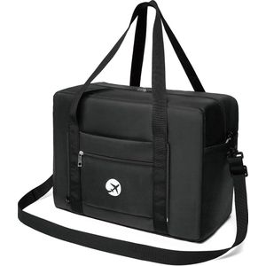 Handbagage, 40 x 30 x 20, 25 l, opvouwbare reistas, handbagage, tas voor vliegtuig, handbagage, koffer voor , A-zwart, 40 x 30 x 20 cm
