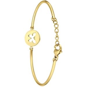 Lucardi Dames Goldplated armband met vlinder - Staal - Armband - Cadeau - 20 cm - Goudkleurig