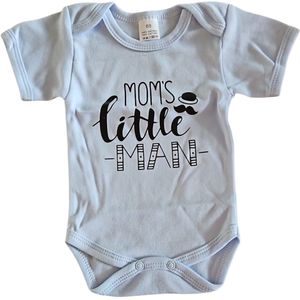 Baby romper met tekst ""Mom's little man"" grijs met zwarte bedrukking maat 74