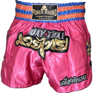 Punch Round™ Thaiboks Broekje Flower Pink MT11 XXS = Maat 26 | 6 t/m 8 Jaar