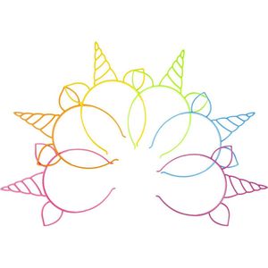 Tiara Regenboogkleur 6 STUKS - Haardecoratie - Tiara - Eenhoorn - Mix neon kleuren - Tiara voor Kinderen