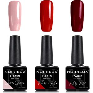 Gellak - NOIRIEUX® Premium Gellak - Nagellak - Gel nagellak - Pale Pink, Fuchsia Red & Ruby Red