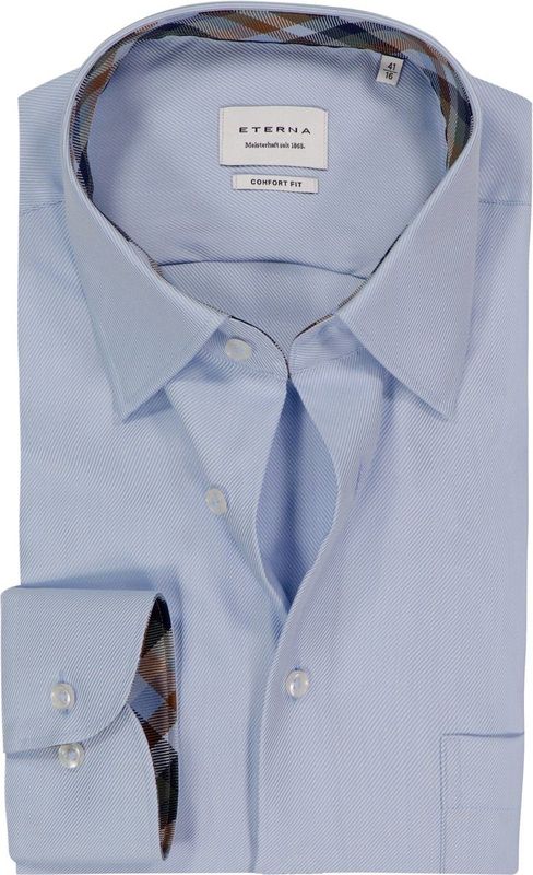 ETERNA - Comfort Fit - Overhemd - Lichtblauw - Strijkvrij - Boordmaat 42