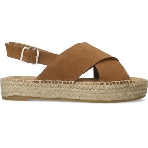 Manfield - Dames - Cognac suède sandalen - Maat 42