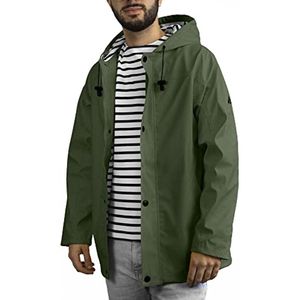 Waterdichte Regenjas voor Grote Maten met Gestreepte Voering en Capuchon