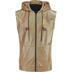 Mouwloos vest met capuchon voor mannen - Perfect voor 70s en 80s disco stijl