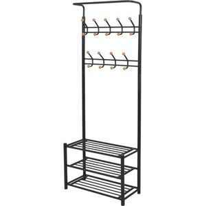 vidaXL-Kledingrek-met-schoenenopberger-68x32x182,5-cm-zwart