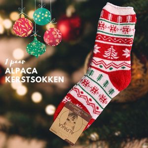 green-goose® Alpaca Kerstsokken | Warme Thermosokken | 1 Paar | Maat 38-42 | Rood, Wit, Groen | 95% Alpaca Wol | Heerlijk Warm en Rekbaar | Duurzaam Kerstcadeau