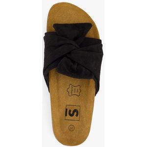 Dames bio slippers zwart met strik - Maat 40