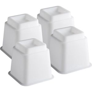 Bedverhogers wit - bedklossen - meubelverhogers - stoelverhogers 13 cm hoog. Per set van 4. Max. 600 kg