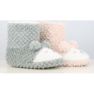 Meisjes pancake fleece pantoffels – zeer zachte grijze huissloffen – antislip – maat 28