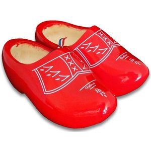 Houten klompen rood met bies