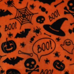 Bedlam - Halloween - Fleece Deken - Oranje - 120 x 150 cm - Vleermuizen en Schedels