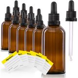 Oputec - Bruine Glazen Pipetfles - 10 x 100 ml - Doseerfles met Glazen Pipet en Etiketten