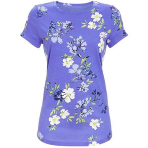 Blauw gebloemd pyjamashirt Ringella - Blauw - Maat - 46