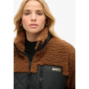 Superdry - W5011771A - Hybride Fleecejack - Bruin - Casual - Polyester - Duurzaam
