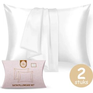 BeBliss Satijnen Kussensloop - Anti Allergeen - Haarverzorging - Curly Girl - Krullend Haar Producten - Kussenhoes - 60 x 70 cm - Set van 2 - Wit