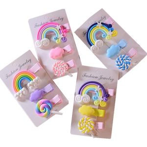 Pack of 12 Rainbow Haarspelden - Meisjes Haar Clips - Multicoloured Cute Silicone Clouds Candy voor Kinderverjaardagen en Themafeesten