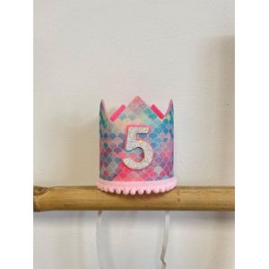 Verjaardagskroon-kroon verjaardag meisje-zeemeermin kroon-5 jaar-themafeest mermaid-fotoshoot accessoire-birthday crown