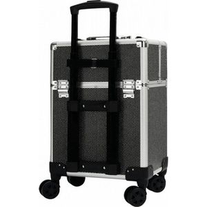 Kapper Koffer| Nagel | Visagist | Make-up | Cosmetica | Schminken | Trolley stevig en gemaakt van aluminium | 8 Wielen | Zwart Kleur