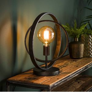 DePauwWonen - Tafellamp Inner Circle - Tafellamp voor Woonkamer - Tafellamp Industrieel - Staande Design Lamp - Tafellamp Woonkamer - Metalen Bureaulamp LED - E27 Fitting - 43 x 30 x 40 cm - Charcoal - Metaal