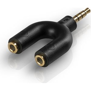 Teufel Y-adapter - Y-splitter adapter voor koptelefoons op 3 -5 mm aansluiting - Lengte 5 cm - zwart