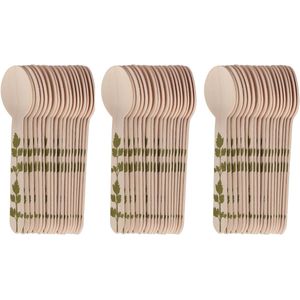Esschert Design Lepels - hout - 60x - kruidenopdruk - 16 cm - BBQ/Verjaardag/Camping/Party