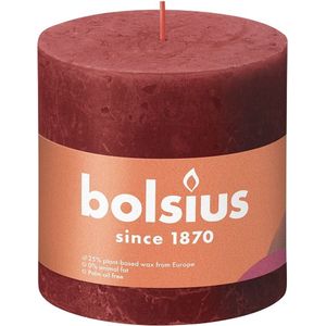 Bolsius - Rustieke Kaars - 3 Stuks - Rood - 10cm - 62 Branduren