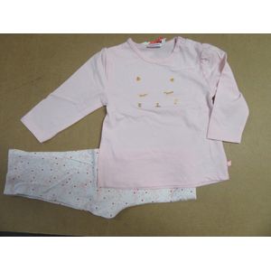 Noukie's - Pyjama - 100% katoen - Meisje -  Roze poes - 2jaar