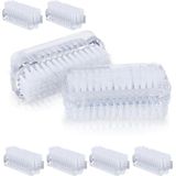 Relaxdays nagelborstel - set van 8 - dubbelzijdig - harde haren - 3,5 x 8,5 x 3,5 cm - doorzichtig