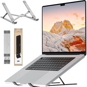 Laptop Verhoger Duurzaam Aluminium Gerecycled - Compatibel met MacBook Lenovo iPad Gaming - Bureau en Office Tech Gadgets Voor Monitor Tablet en Notebook Accessoires Zilver Laptop Verhoger