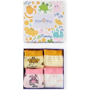 Milk&Moo Dames Sokken - 4 paar Kleurrijke Vrouwen Sokken - Katoen - Zacht & Ademend - Buzzy Bee & Chancin Rabbit - Maat 36-40