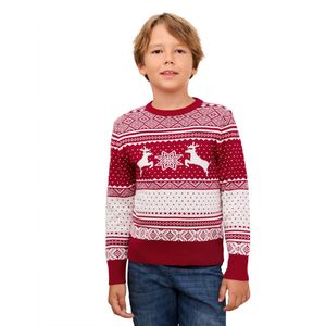Gezinskersttrui met ronde hals, rendier en sneeuwvlokken, gebreide trui voor dames/heren/kinderen