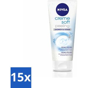 15 x NIVEA - Douche & Scrub - Crème Zachte Peeling - Waardevolle Vitaminen - 200 ml - Douche Scrub - Zachte Peeling - Huid Verzorging - Exfoliatie - Huid Reiniging