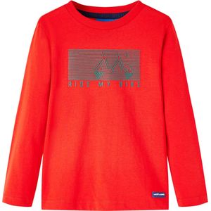 vidaXL - Kindershirt - met - lange - mouwen - 104 - rood